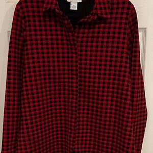 Peck & Peck Red and Black Plaid Shirt/jacket. Size M.